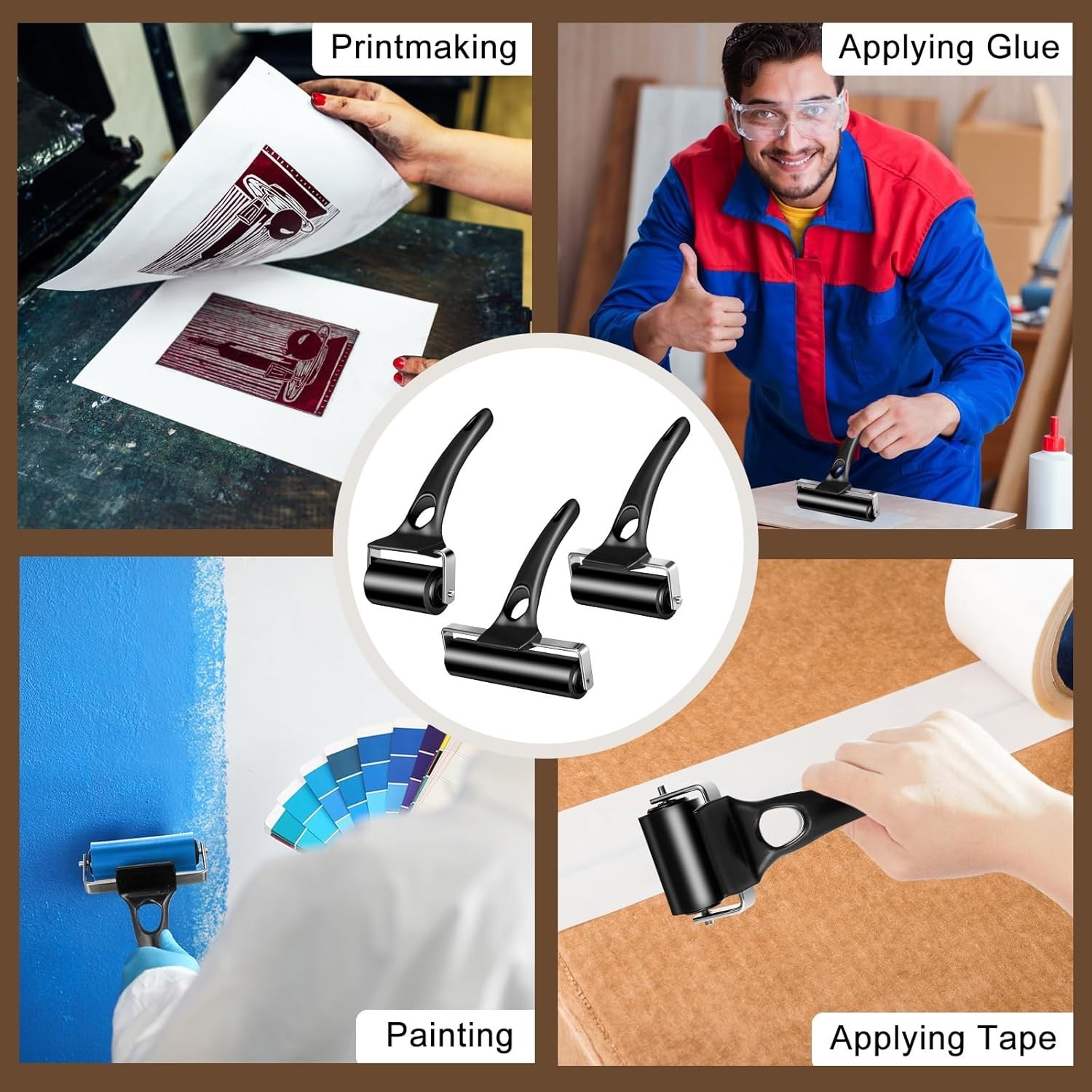 6pcs Rubber Brayer Roller Set for Crafting