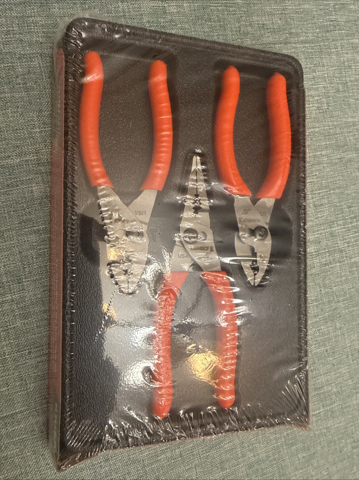 For Snap-on Tools NEW 3pc ORANGE Soft Grip Mini Slip Joint Pliers Set PL344BCFO