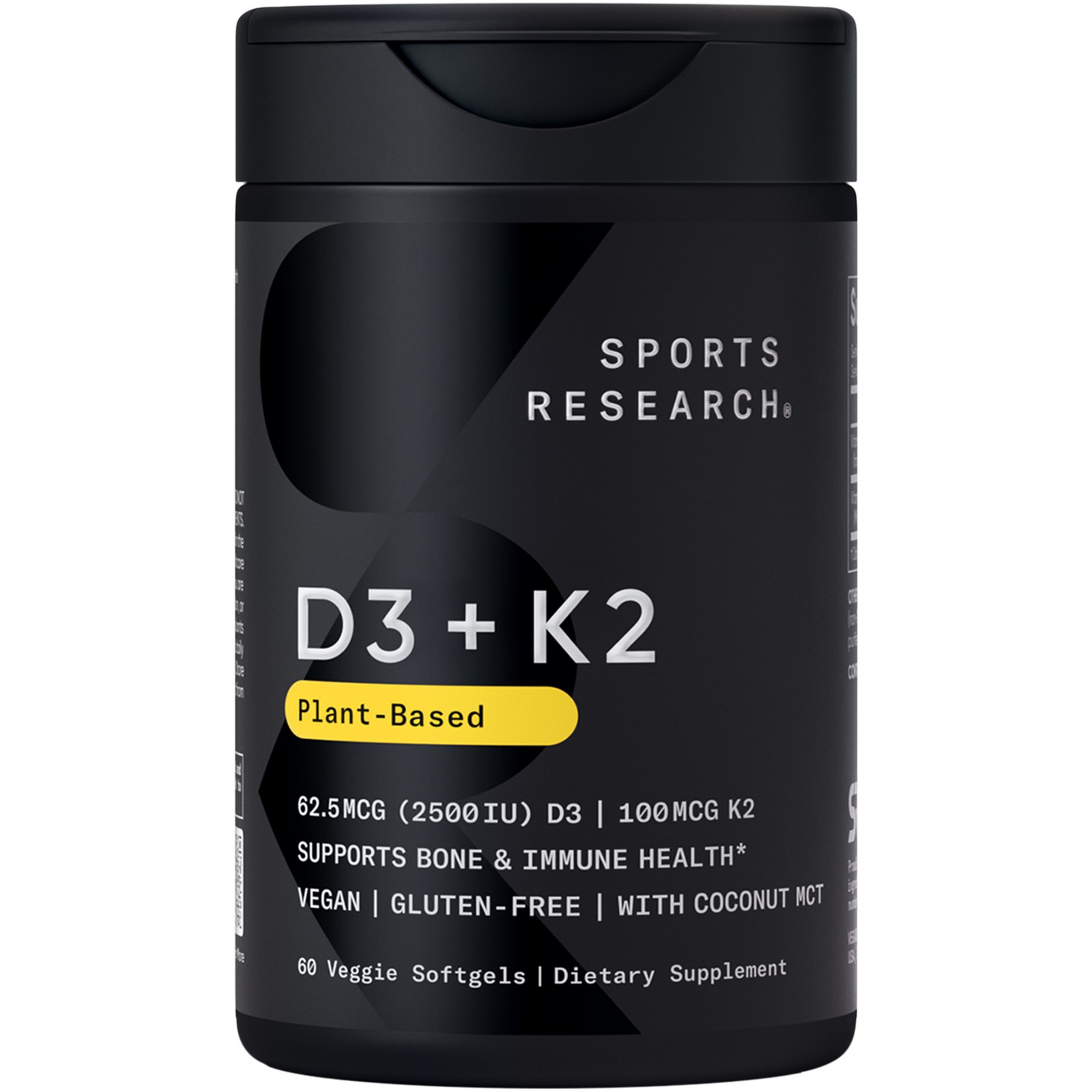 Vitamin D3 K2 - 2500iu of Vegan D3 & 100mcg of Vitamin K2 as MK7 - 60 Veggie