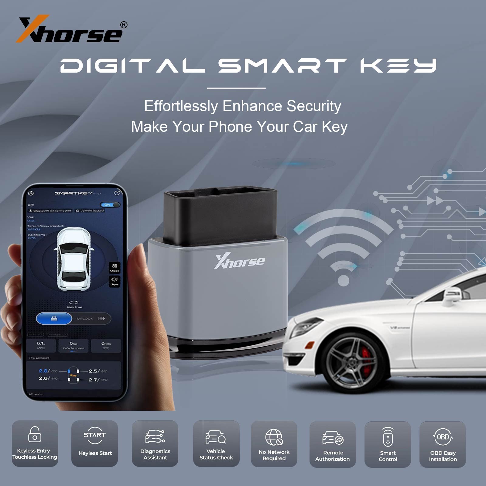 Xhorse Digital Smart Key XSBTK0EN Bluetooth For Over 90% Keyless Start Function