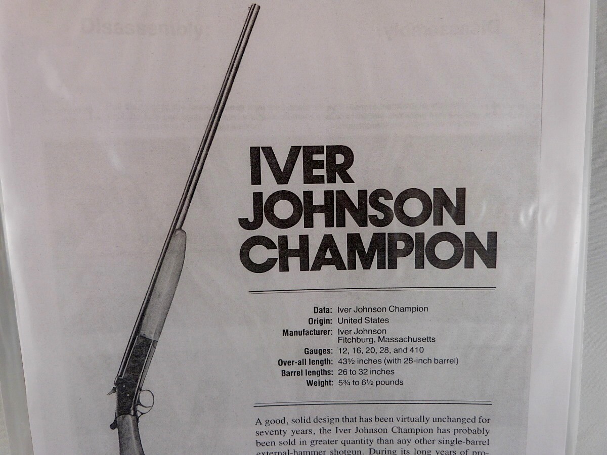IVER JOHNSON CHAMPION SHOTGUN BREAK DOWN INSTRUCTION KIT