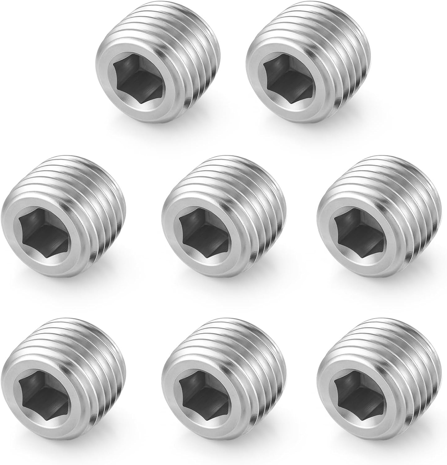 8 Pcs 1/4" NPT Hexagonal Countersunk Male Thread Pipe Plug Stainless Steel Pipe