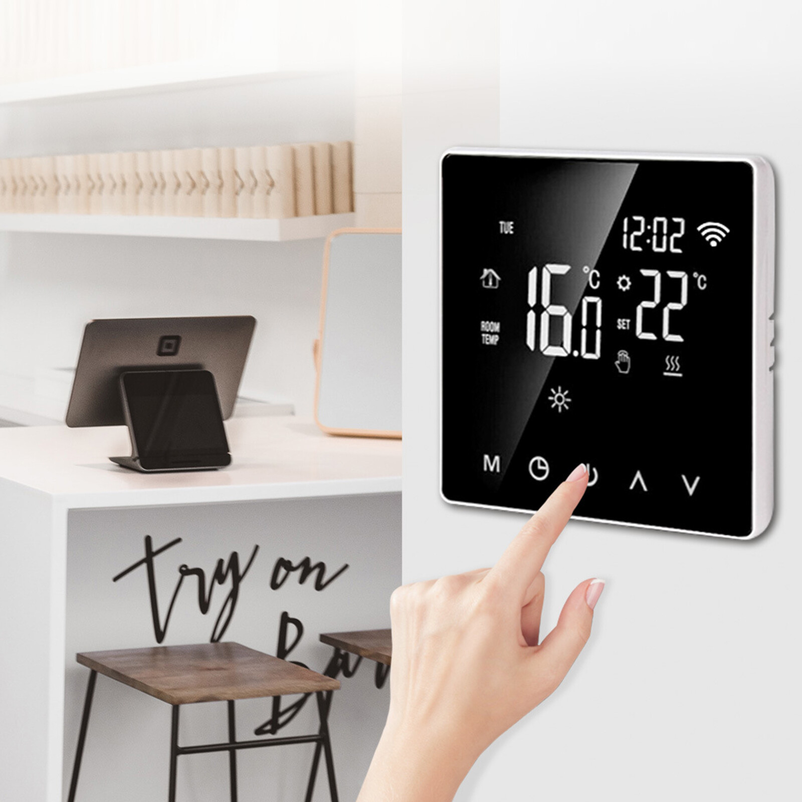 Smart Home Thermostat Programmable Wireless Room Sensor Digital App Control.