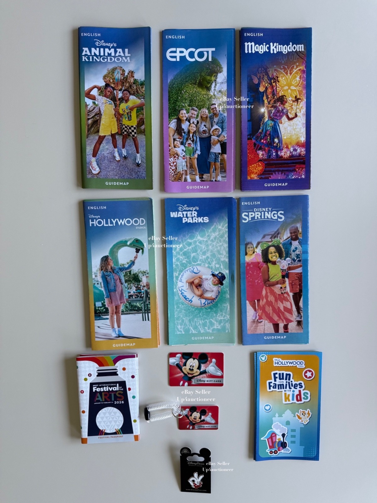 WDW Mickey Mouse Disney Wristband Gift Card 2026 Epcot and WDW GuideMap & HM Pin