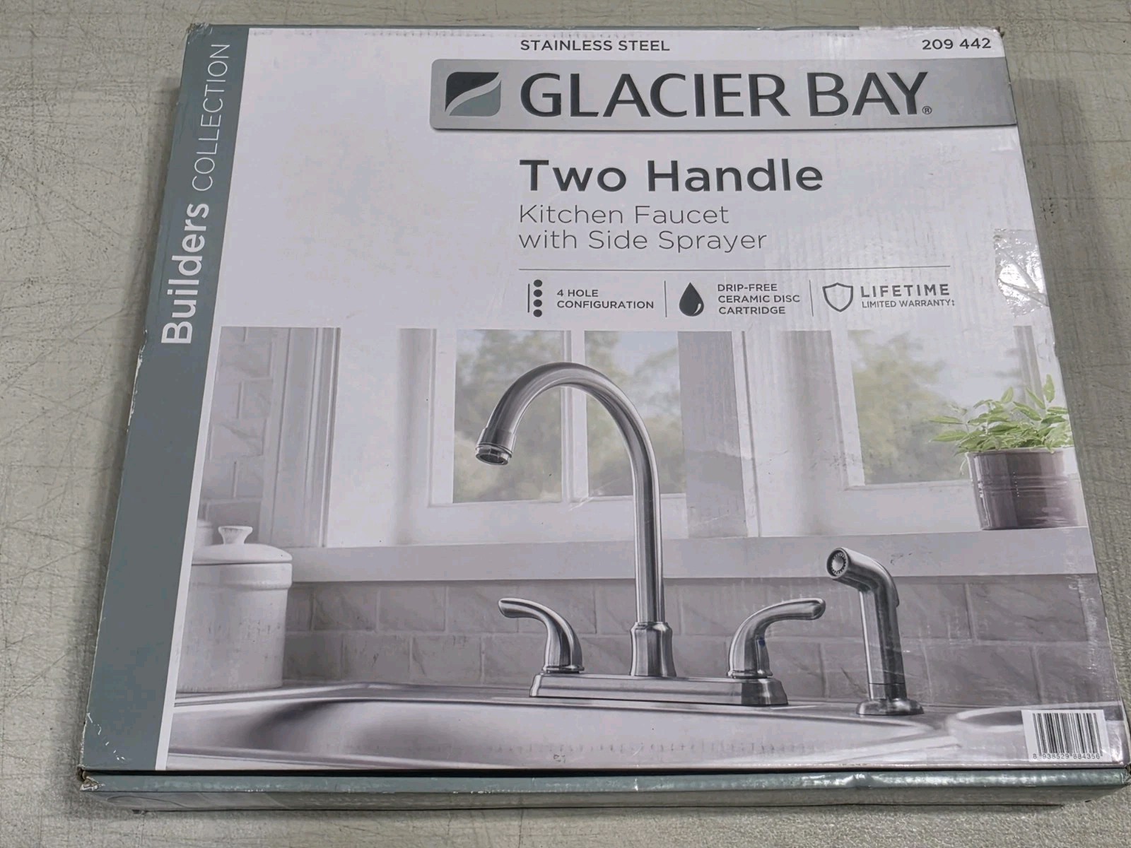 Glacier Bay Builders 2-Handle Standard Kitchen Faucet w/ Sprayer Stainless Steel
