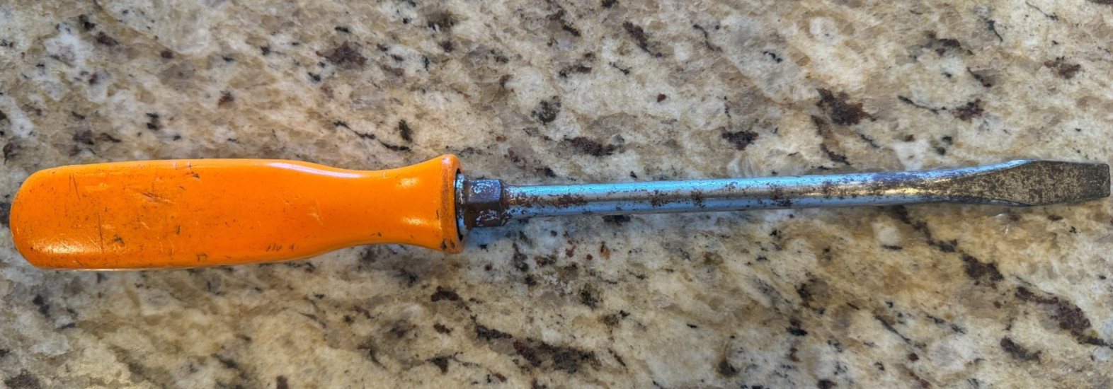 Snap On #2 Flat Tip Orange Hard Grip Screwdriver 10" Long/ 6" Shaft, Made in USA