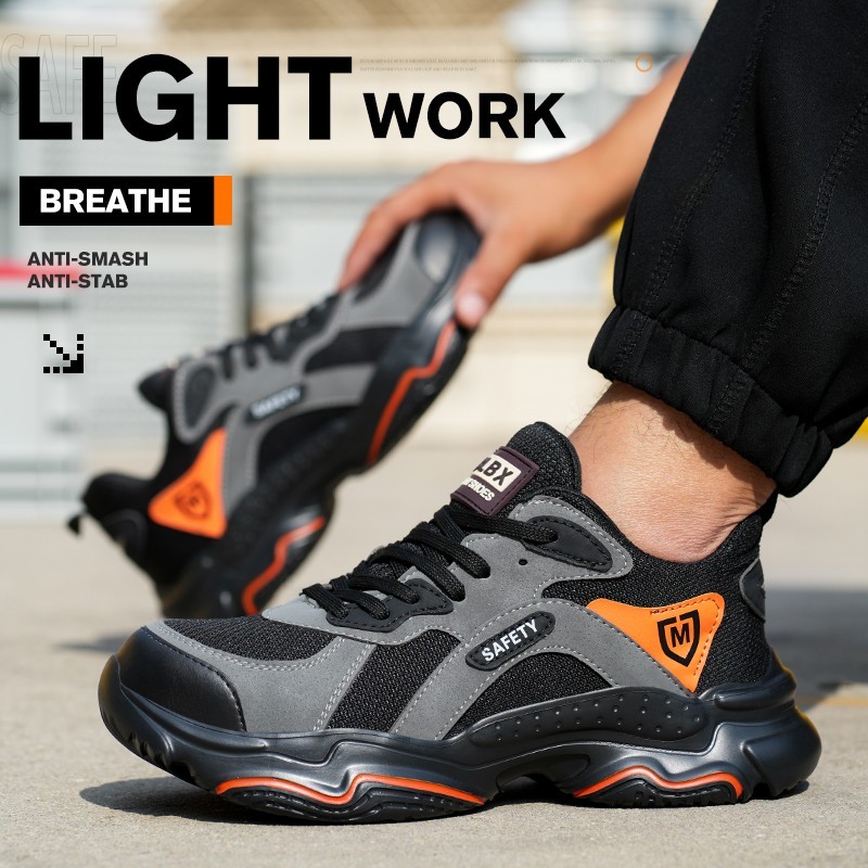 Mens Work Boots Steel Toe Safety Shoes Indestructible Sneakers Lightweight Shoes