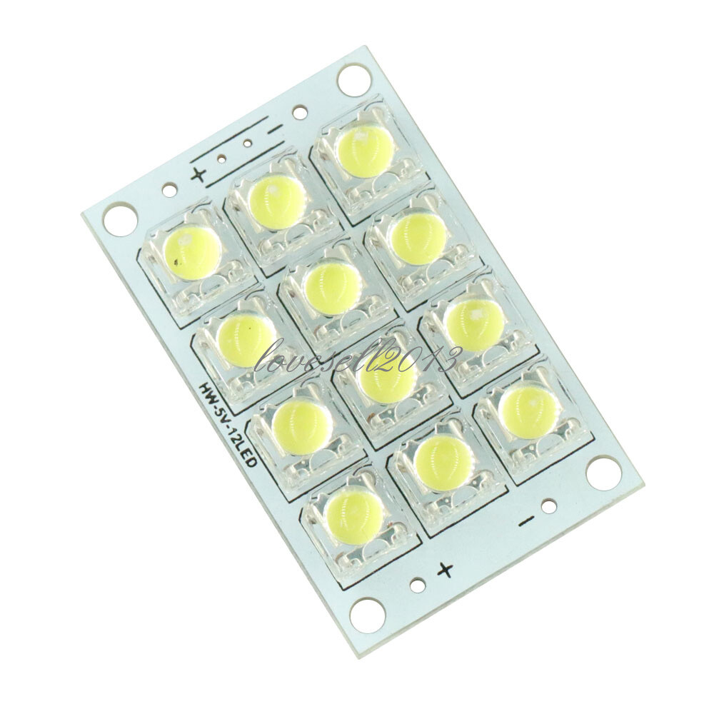 DC 3V-5V 12-LED Super Bright White Piranha LED board Night LED Lights Lamp NEW