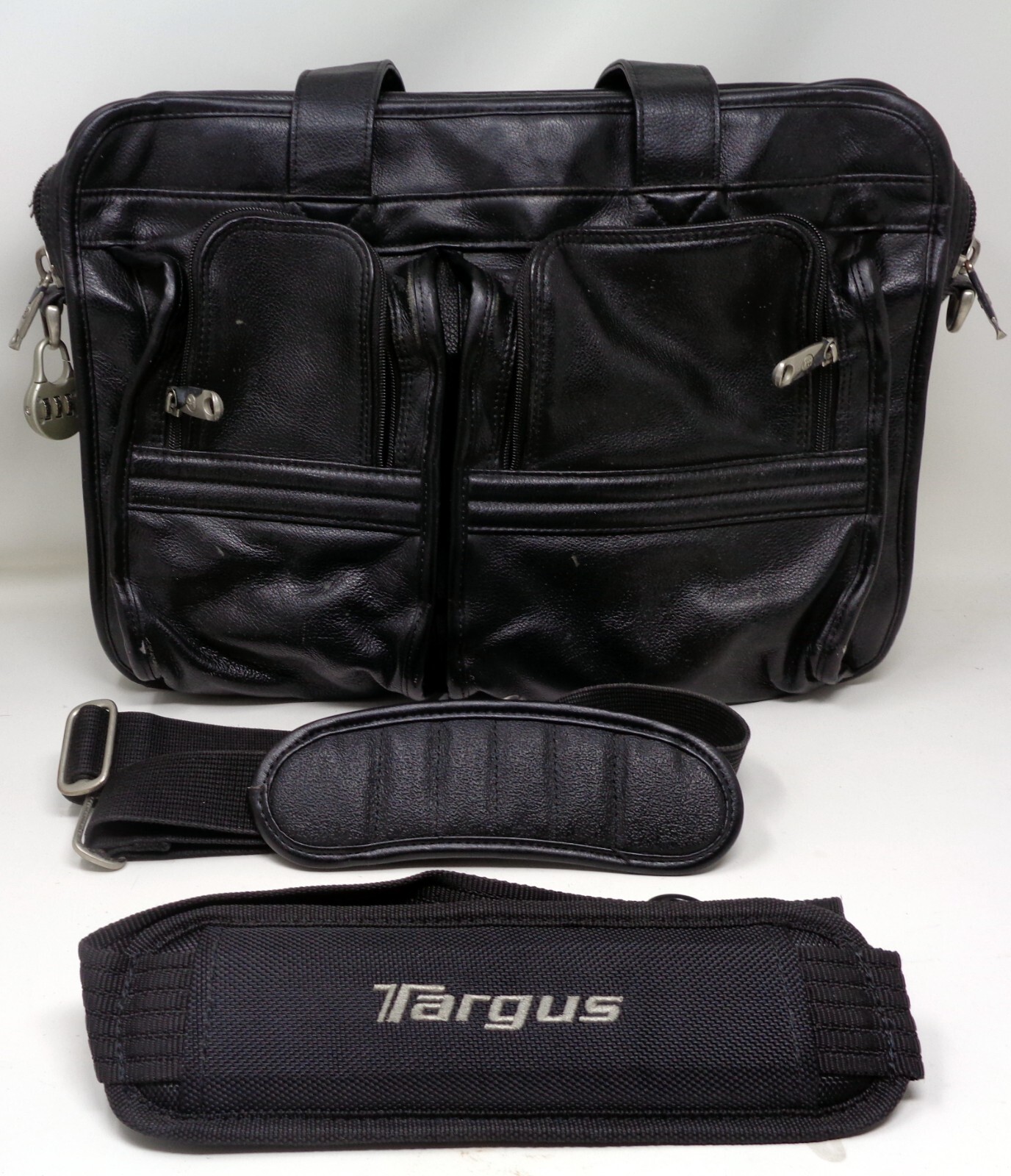 PROTOCOL Black Leather Soft Briefcase