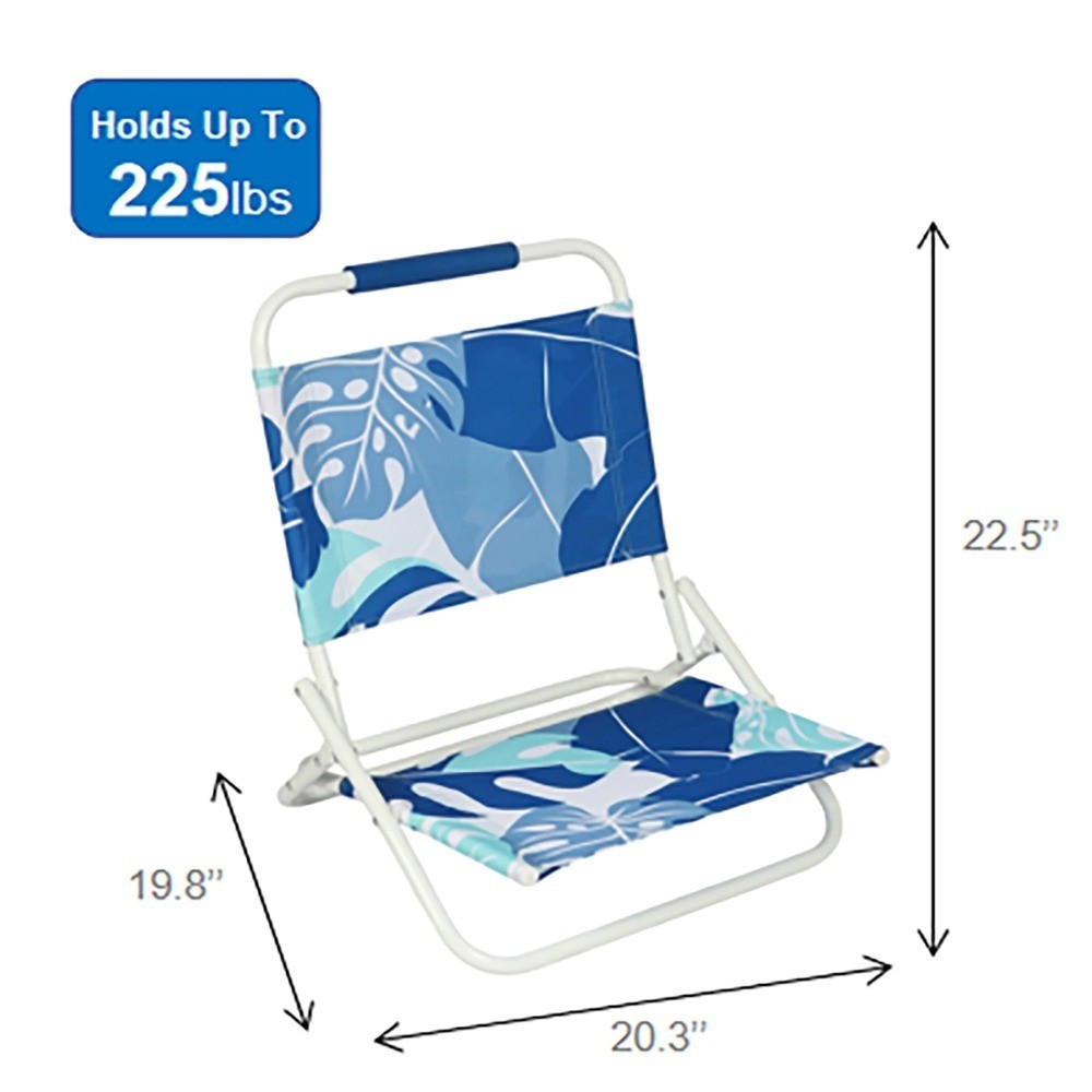 Portable Folding Beach Chair with Adjustable Sand Anchor and Palm Tree Shade