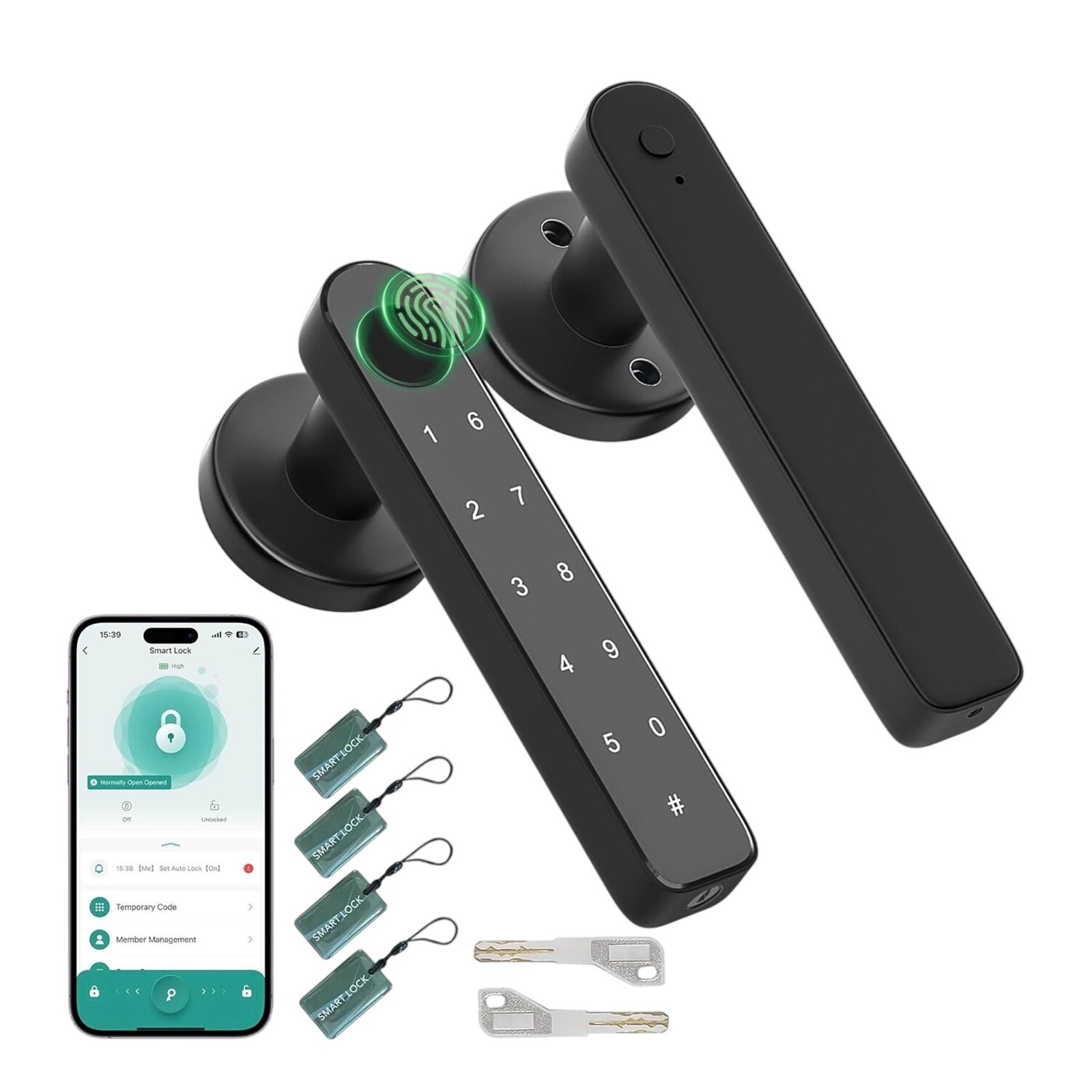 HEIXSMT T196 Smart Fingerprint Door Knob 5/1 Keyless Entry Biometric Lock New