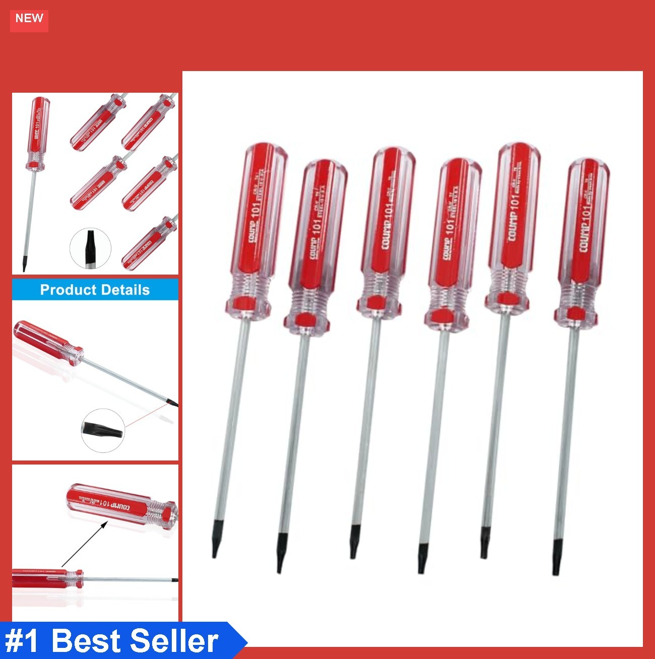 Security Torx Screwdriver Set 6 Piece T4 T5 T6 T7 T8 T9 Magnetic Tip Chrome