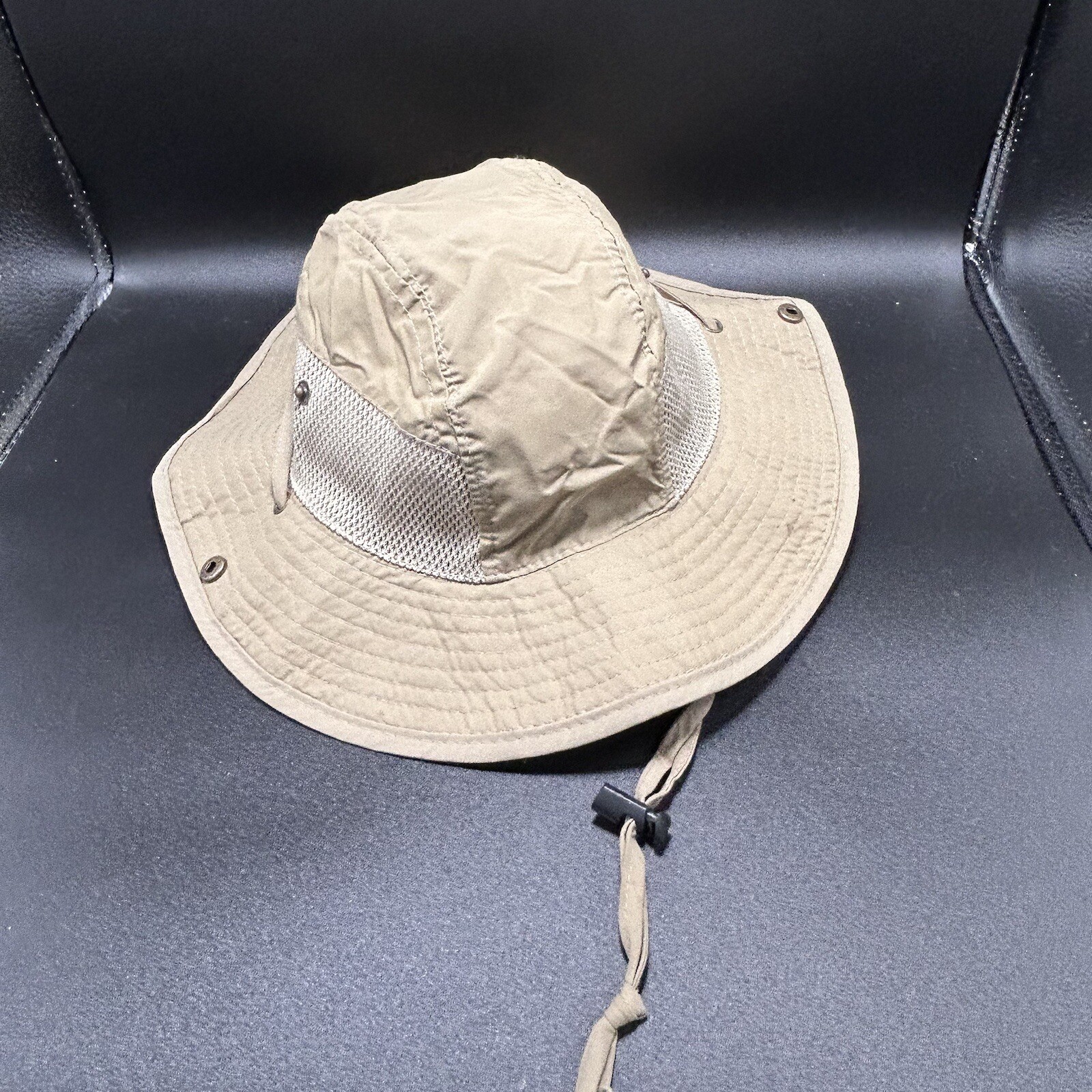 Magellan Bucket Hat Unisex Medium Tan Chin Strap Snap Side Breathable