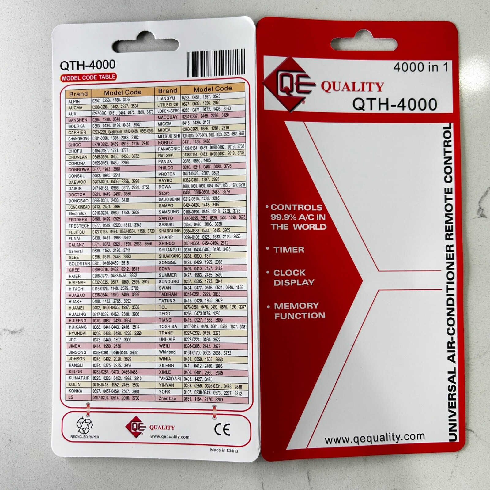 QTH-4000 Mini Split Universal Remote Control, 4000 Codes, Controls MOST Systems