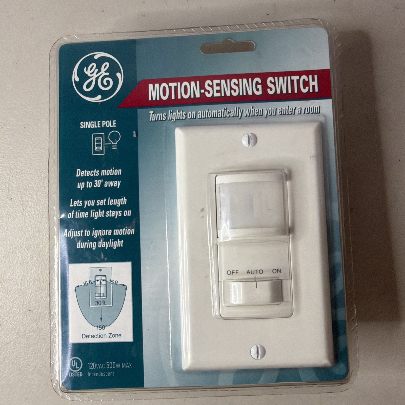 New GE Wide Angle Motion Sensing Wall Switch PIR61-7M