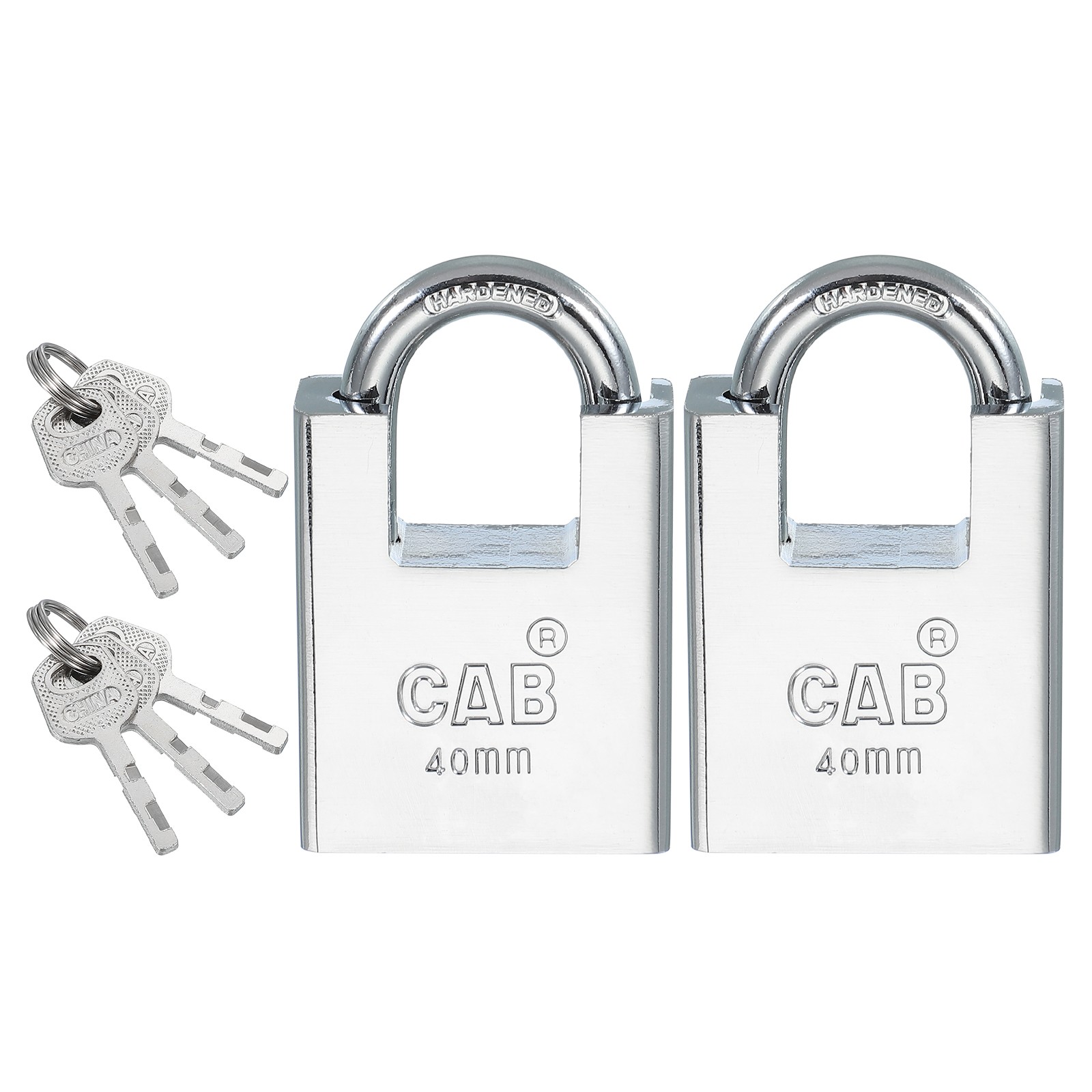 2Pcs 40mm (1-9/16")Steel Padlock Keyed Different Pin Tumbler Padlocks with Key