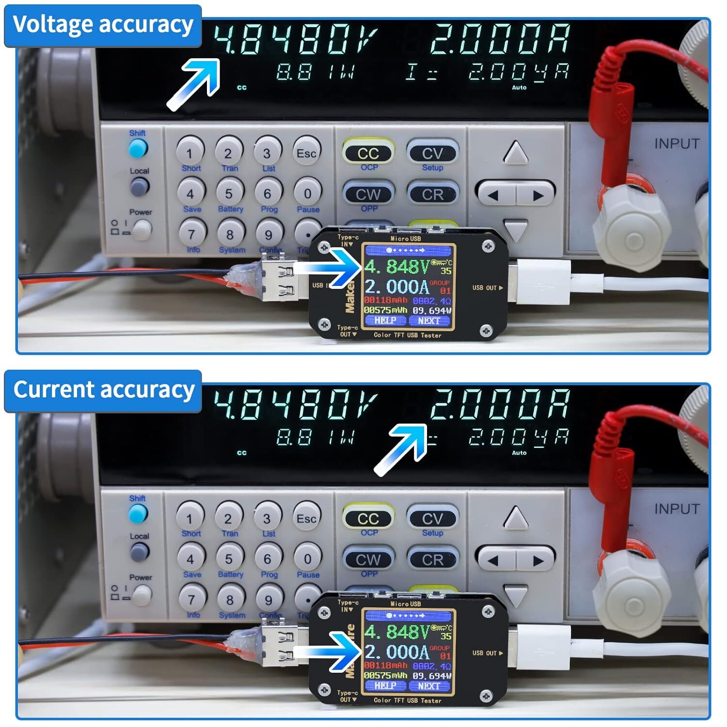 MakerHawk USB Multimeter Tester Voltmeter Ammeter PD QC3.0 Type-C LCD 1.44