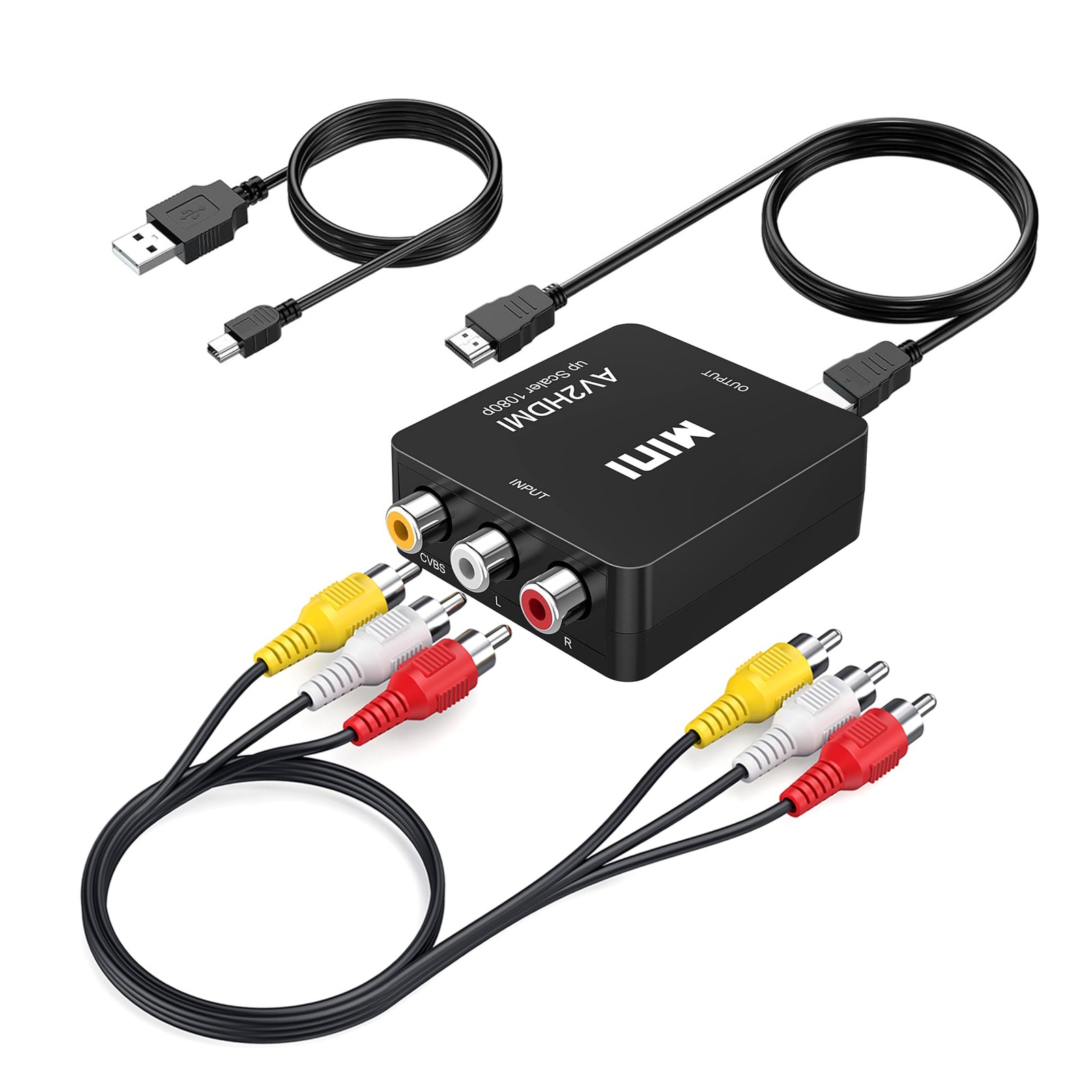 Chodwe RCA to HDMI Converter, Adapter, 1080P Mini Composite black