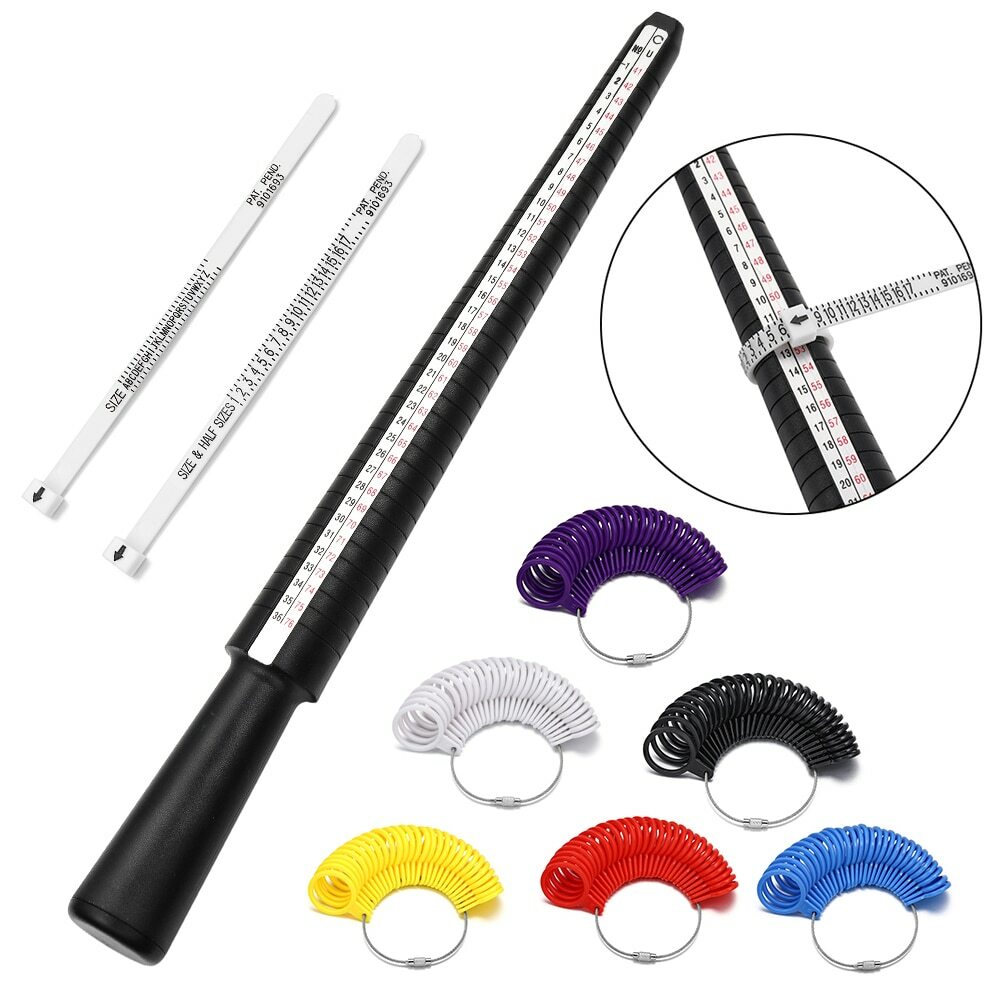 Plastic  Ring Sizer Gauge Mandrel Finger Sizing Measure Stick Standard Tool Sliv