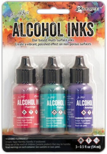 Tim Holtz Alcohol Ink .5oz 3/Pkg Multi-Surface -Flamingo/Patina/Amethyst new