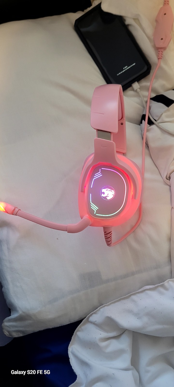 Jimonver Series Pink Wired RGB Over-Ear Gaming Headset Boom Mic 3.5mm/USB