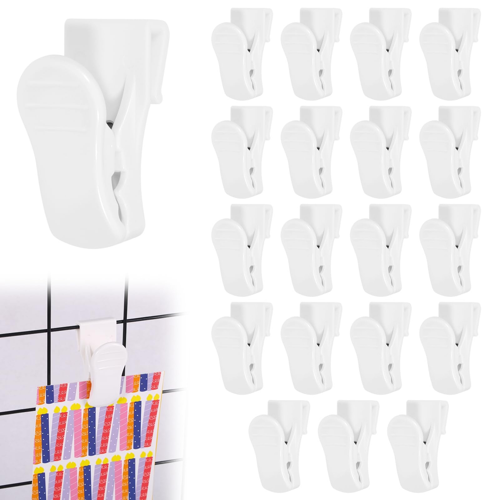 20 PCS Grid Wall Hooks Clips Panel Wire Rack Hanging Display Art Exhibition