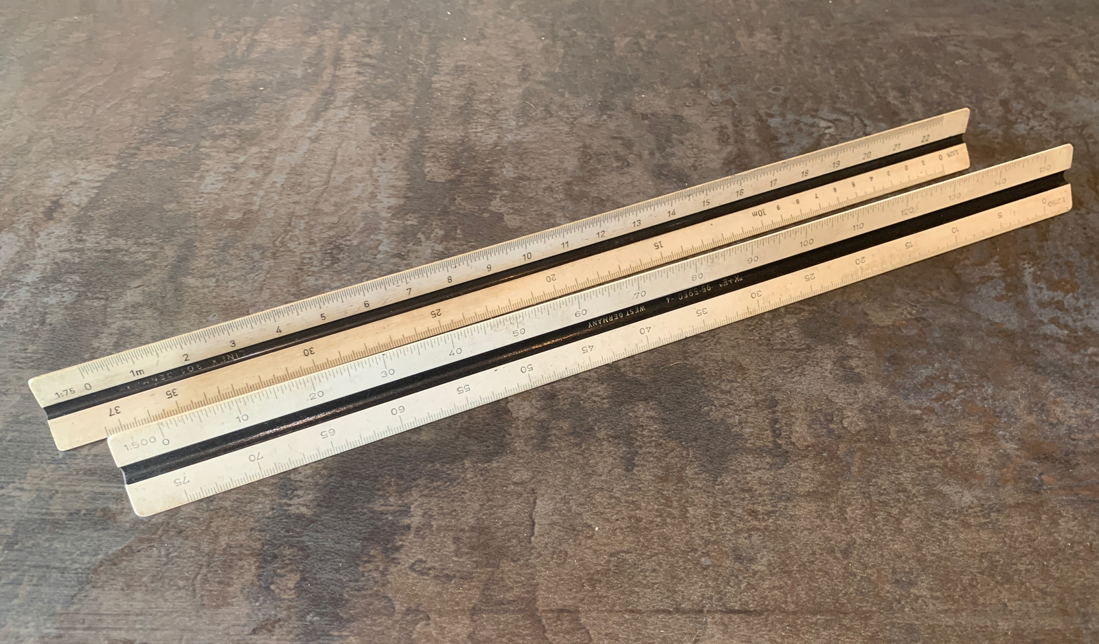 Vintage Linex N0.301 Scale Ruler / Engineers & K+E Triangular Scale Rule Drawing