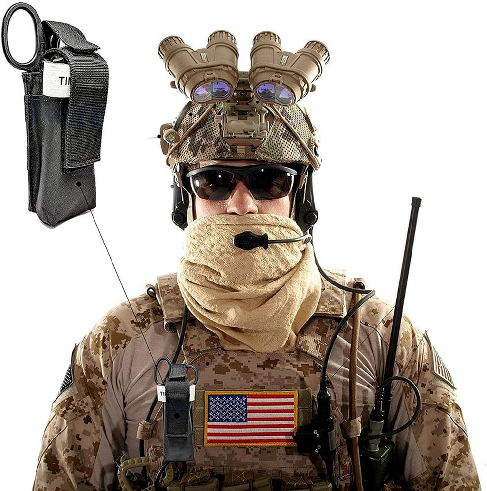 Tactical One Hand Tourniquet Kit Application First Aid Trauma Shears Molle Pouch