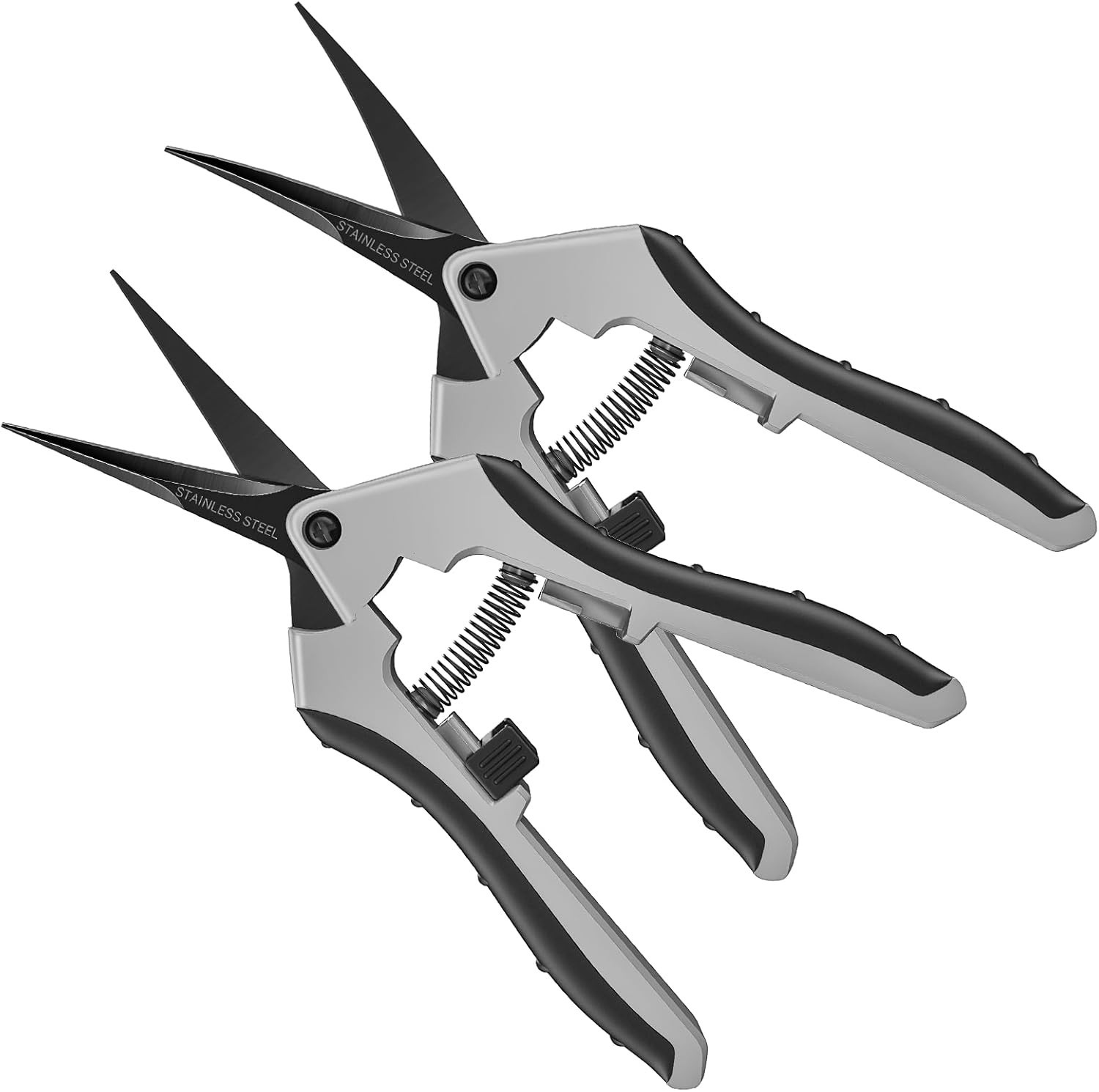 6.5" Ultra Sharp Pruning Shears, 2-Pack Garden Scissors with Grey & Black