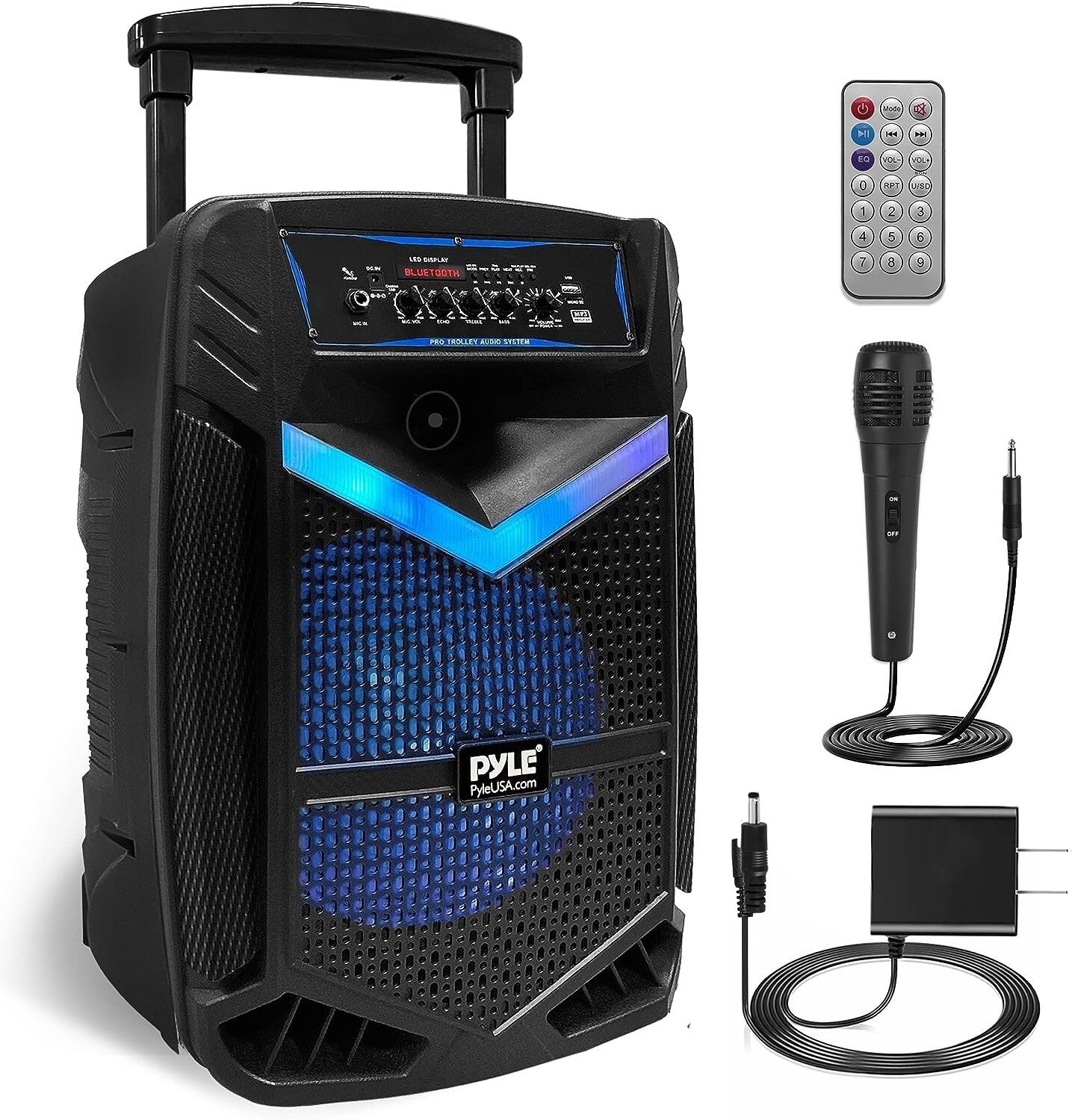Pyle 15in Bluetooth Portable PA Speaker & Karaoke Audio, Rechargeable Battery