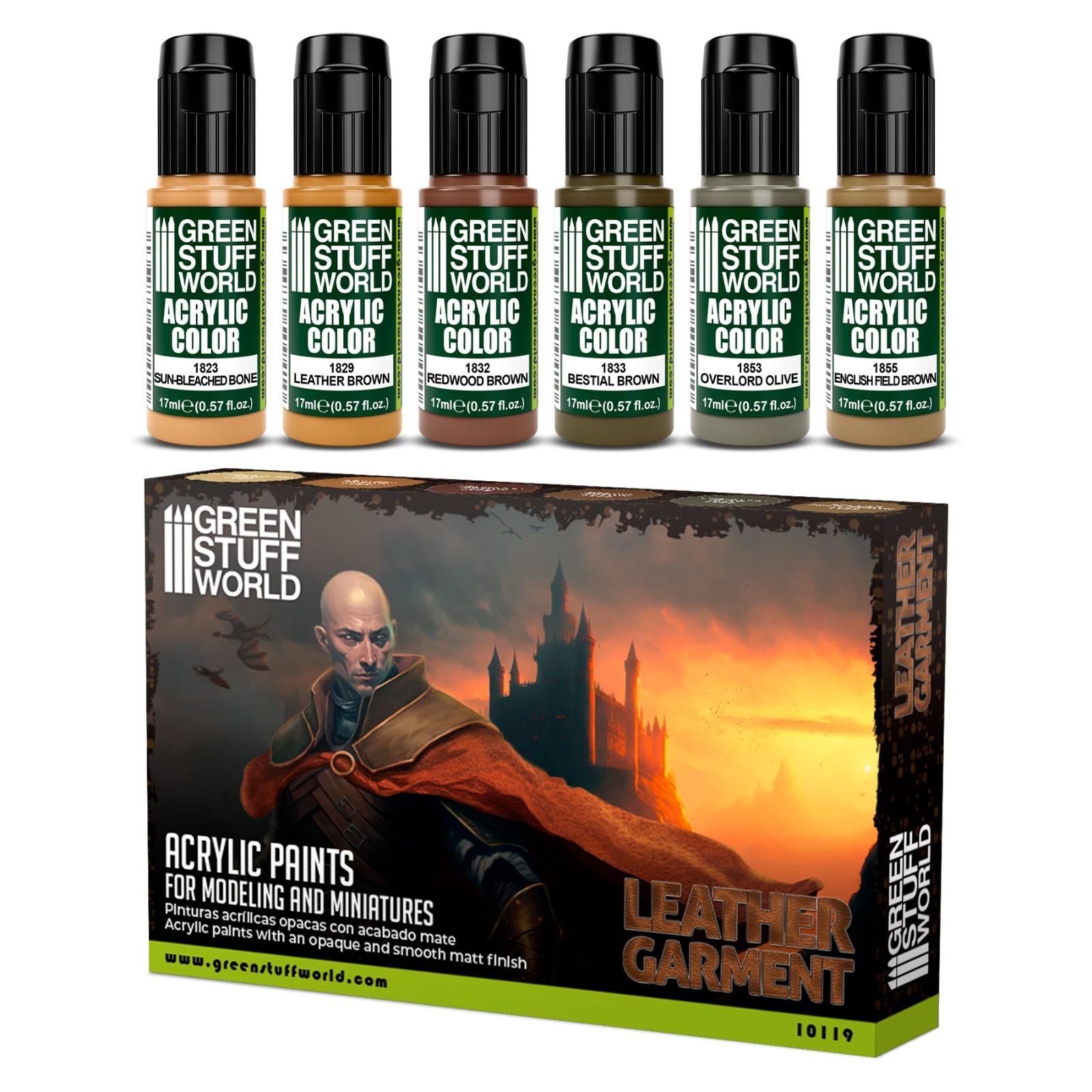 Paint Set - Brown and leather - Airbrush Brush acrylic 17ml