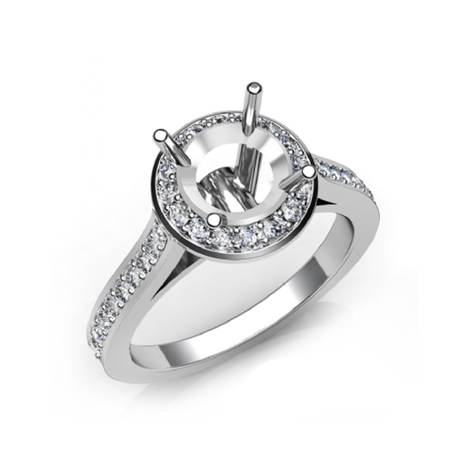 925 Sterling Silver Semi Mount Ring Setting Round 10mm Blank Engagement Ring