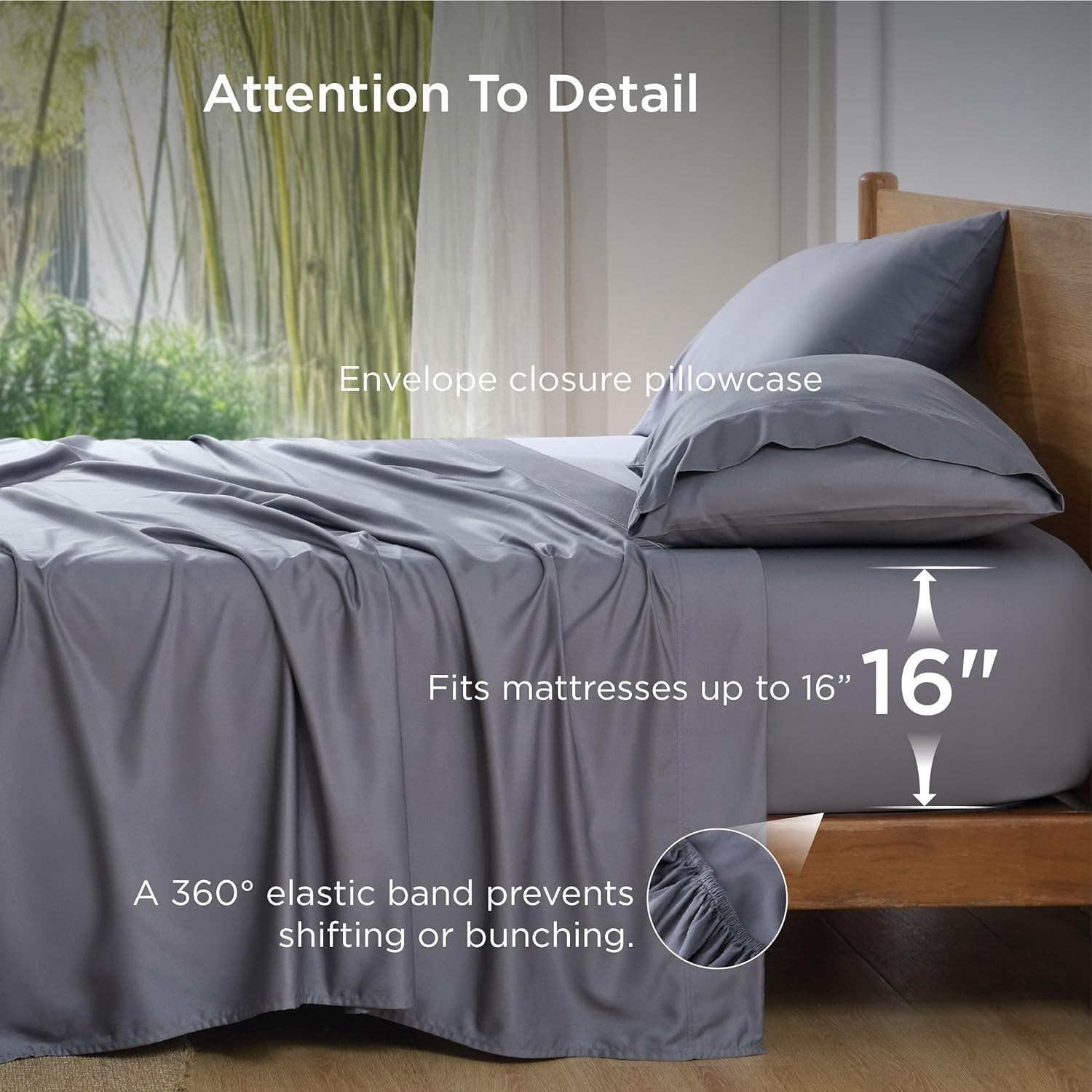 Queen Sheet Set, Cooling Sheets for Queen Size Bed Set, Rayon Derived from Bamb