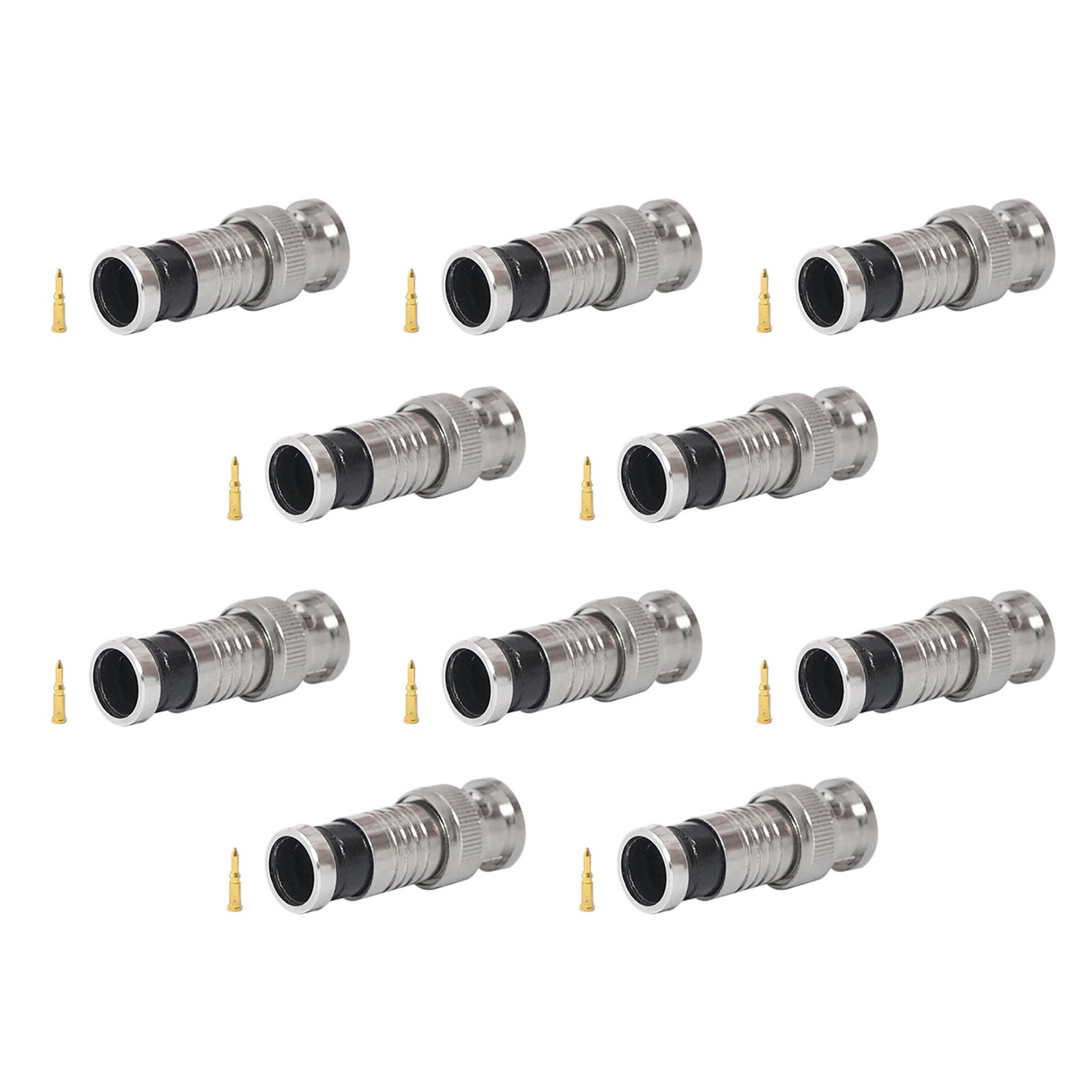 10PCS BNC Compression Connector Plug Adapter for CCTV Camera RG6 Coax Cables
