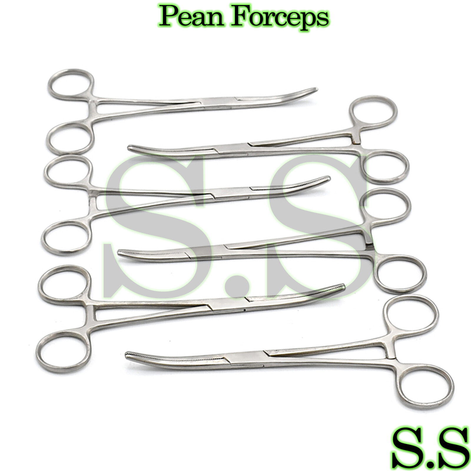 6 Rochester Pean Hemostat Locking Forceps 8" Curved Tip