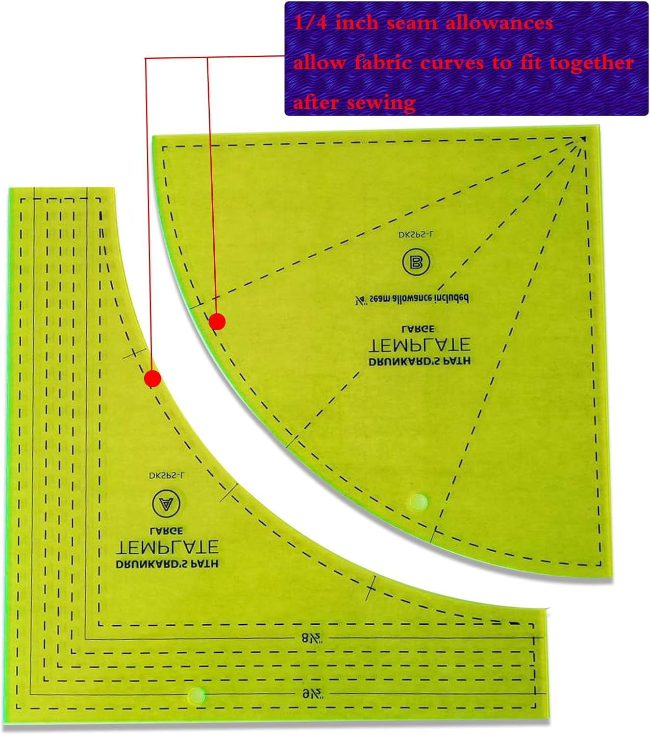 Drunkards Path Quilting Templates, Large Curved Acrylic Tools for Cutting Cir...