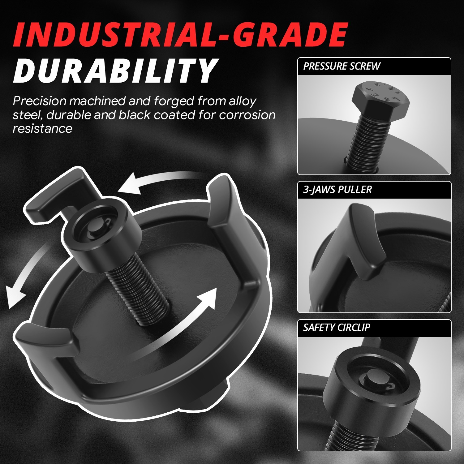 Fit GM/Chrysler/Jeep/Dodge Engine 3-Jaw Quick Clamping Harmonic Balancer Puller