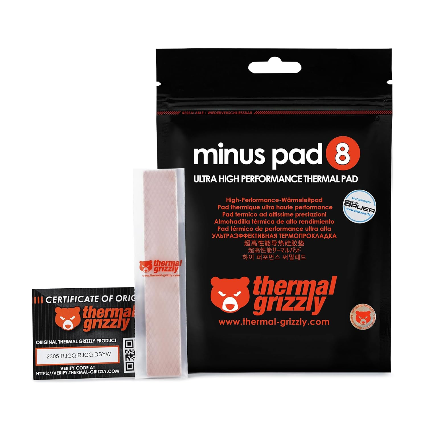 Thermal Grizzly minus Pad 8-120X20X0.5Mm 2-Pack Thermal Interface Pad, Electrica