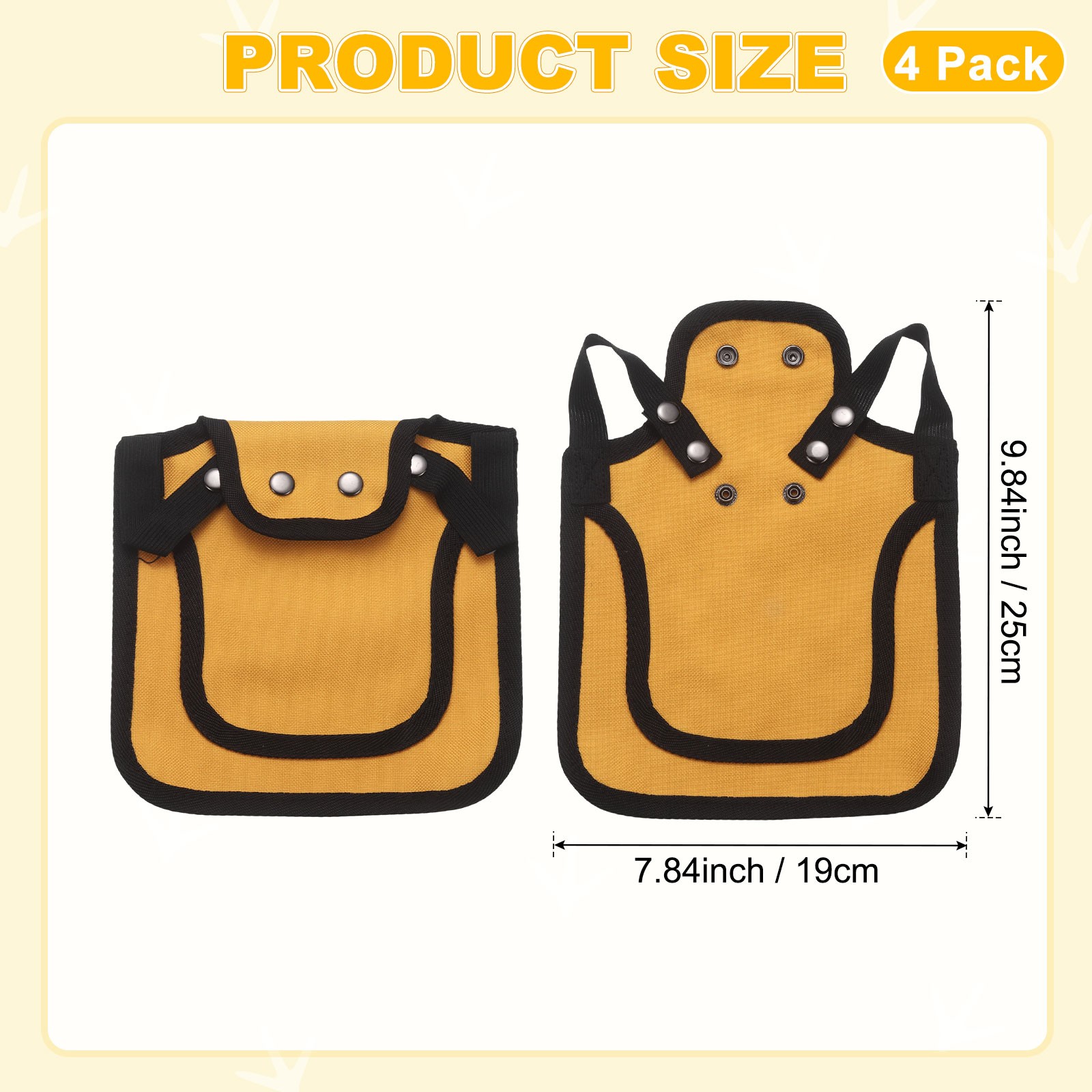 4-Pack Chicken Saddle with Adjustable Strap for Hens [Yellow]