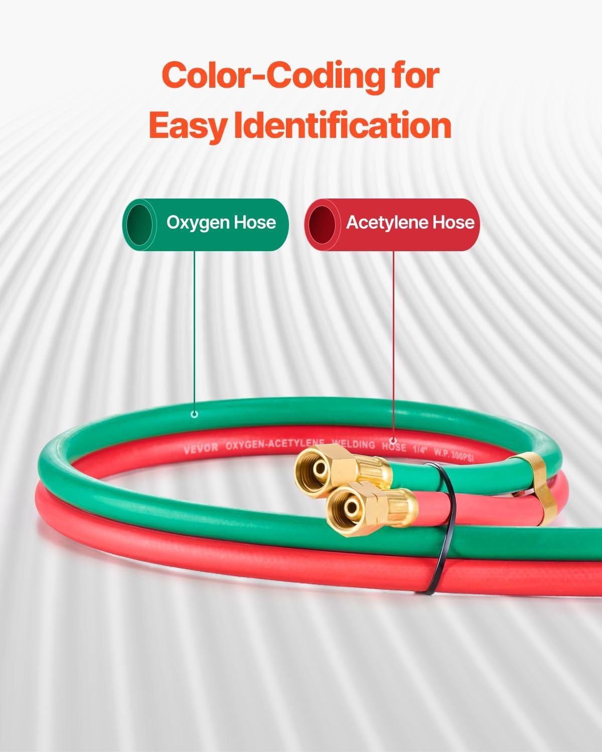 Oxygen Acetylene Hose, 1/4-Inch X 50FT Oxy Acetylene Hose with 9/16"-18 LH/RH B