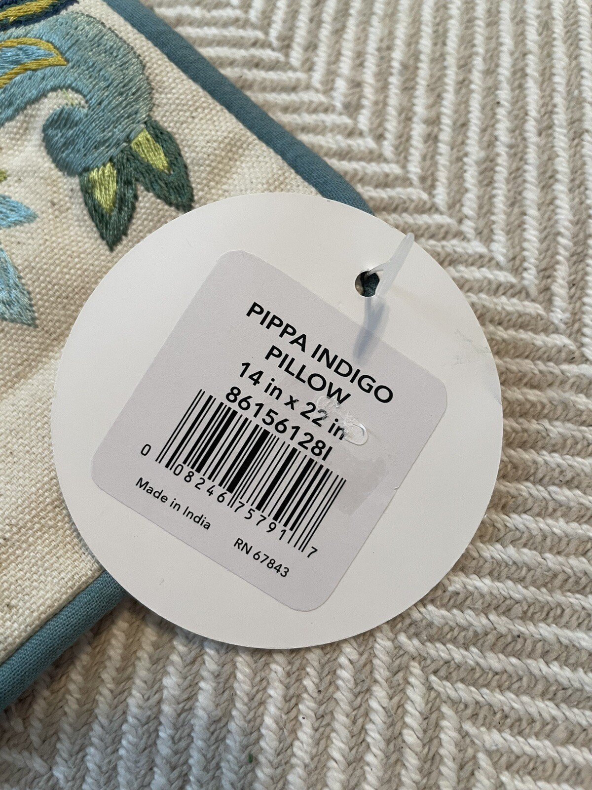 New Carol & Frank Pippa Indigo Embroidered Pillow Cover