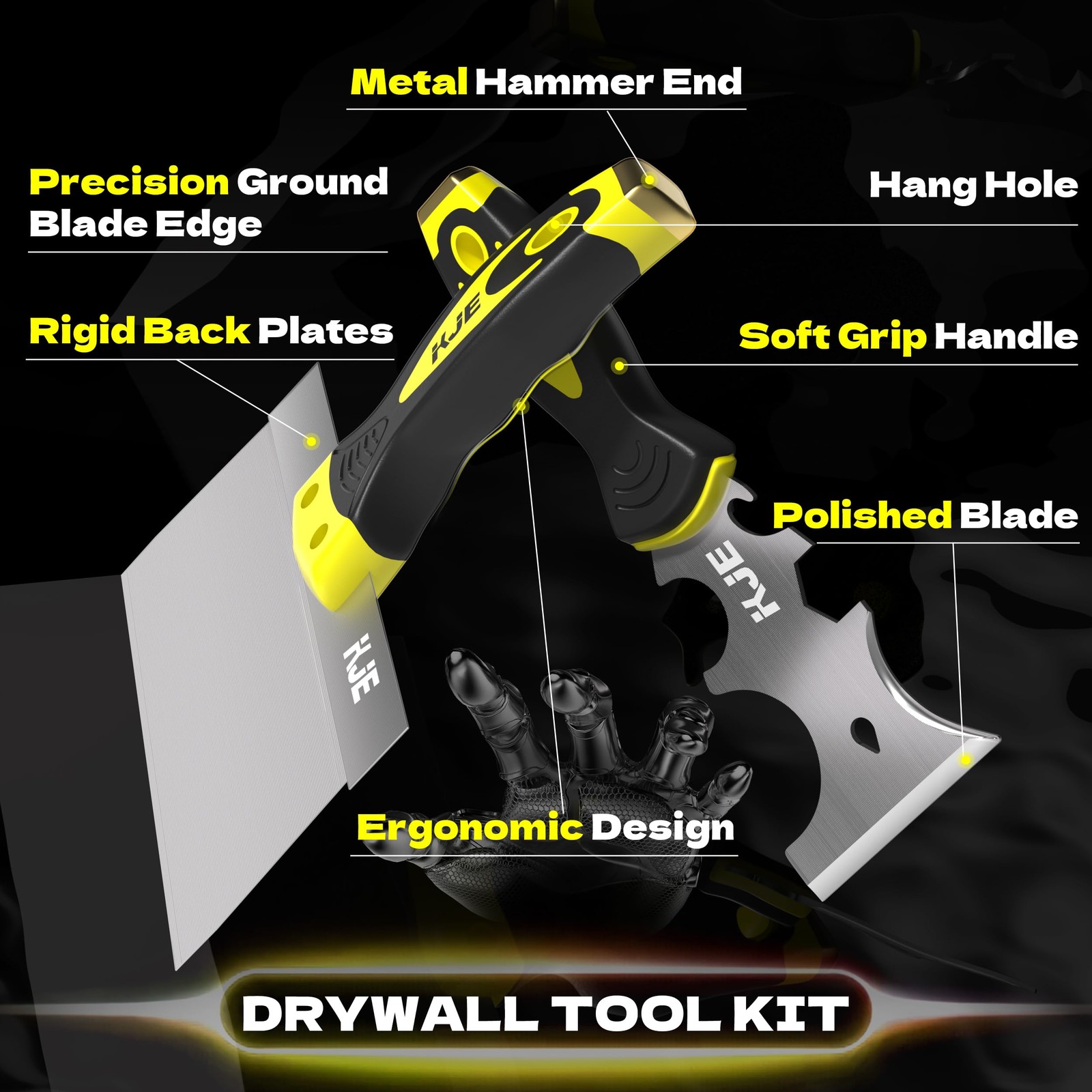 8PCS Drywall Tools, drywall knife set, drywall tool kit includes taping knive...