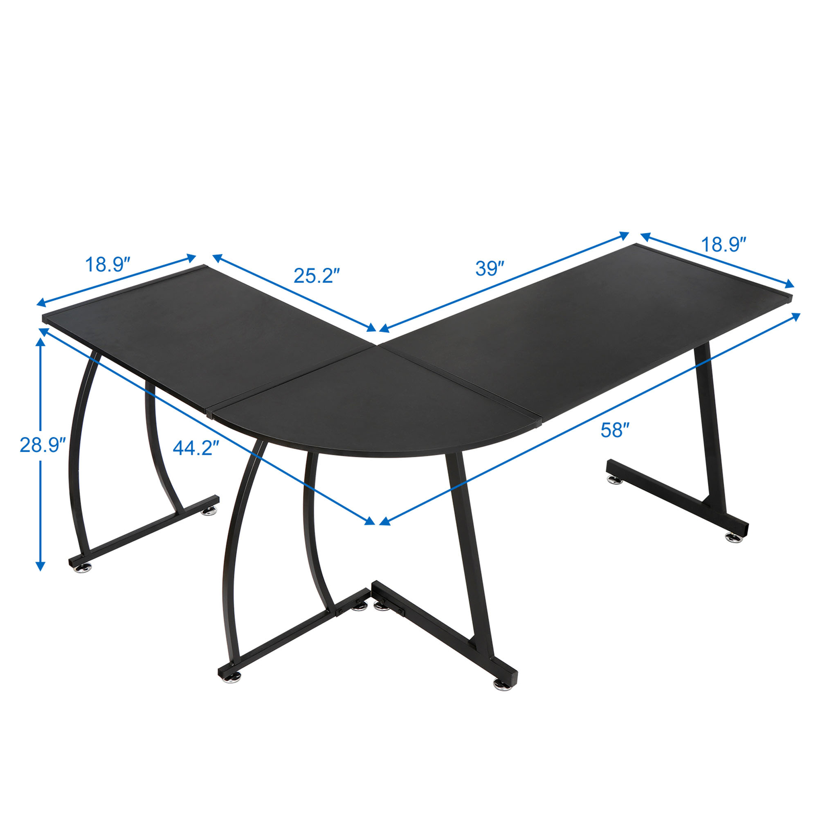 L-Shape Corner Desk Computer Game Office Durable Laptop Workstation Study 58"