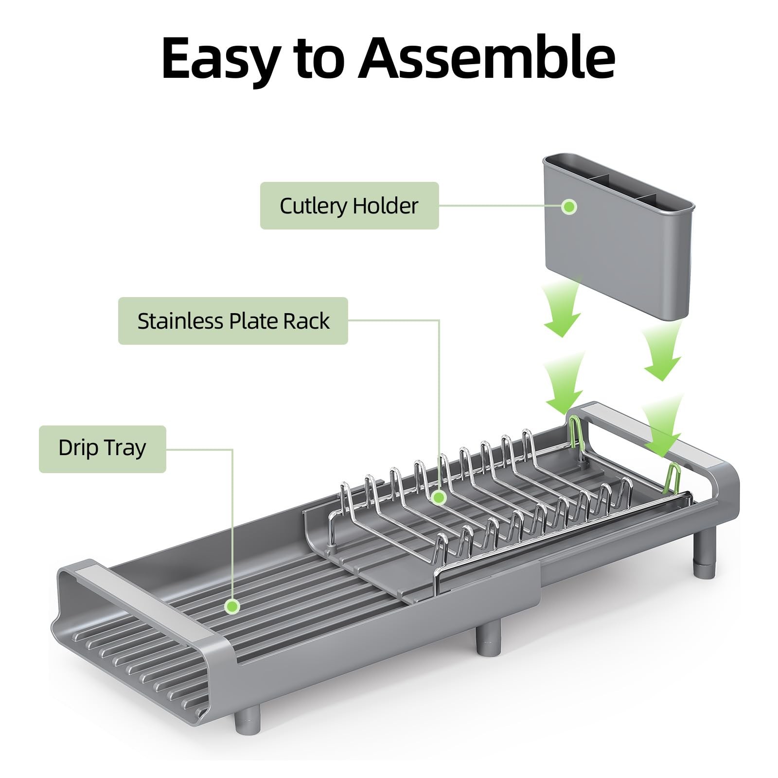 Small Dish Drying Rack, Mini Expandable Compact Dish Rack, Slim Extendable St...