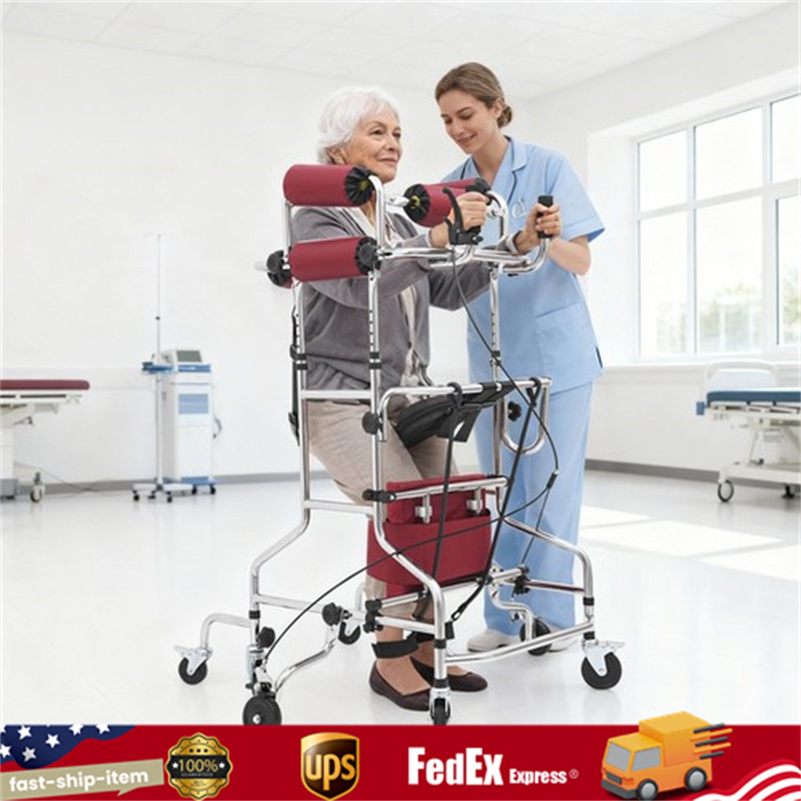 Adjustable Standing Walker for Seniors 8-Wheel Walking Aid Standing Walker