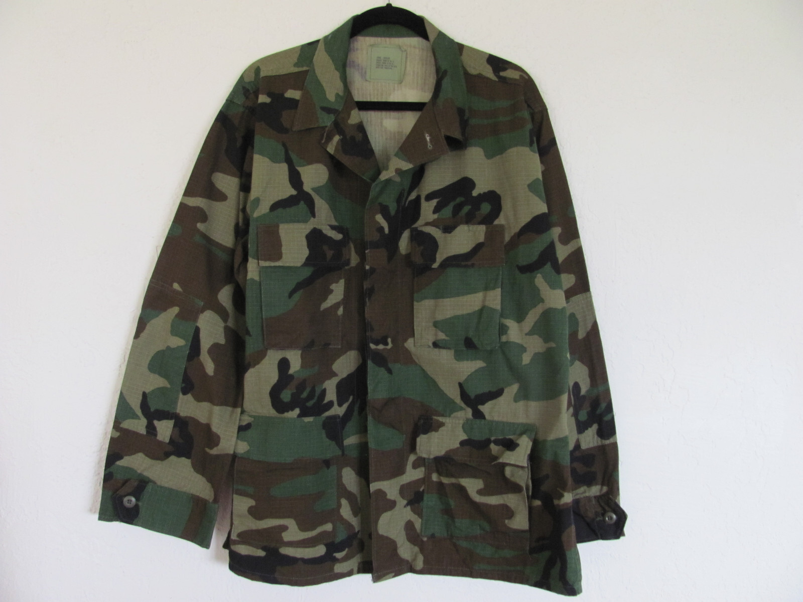 Vintage 1990s US Military Woodland Camo Combat Coat-Hot Weather -Size Large Reg