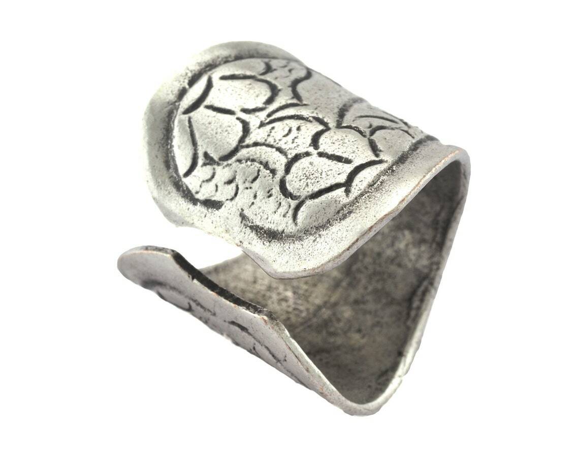 Adjustable Ring Antique Silver Plated Brass (18.5mm 8.5US inner size) 2751
