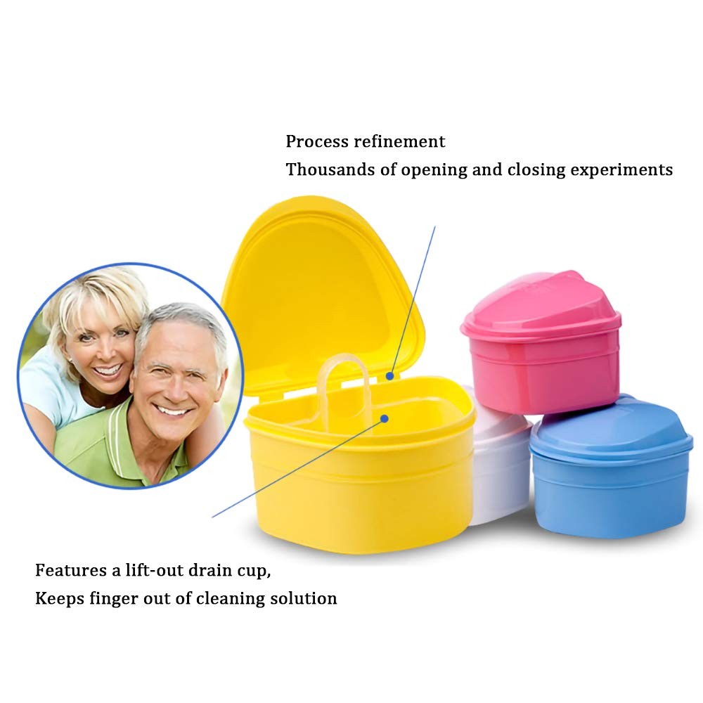 Denture Bath Box Retainer Case Navy Blue