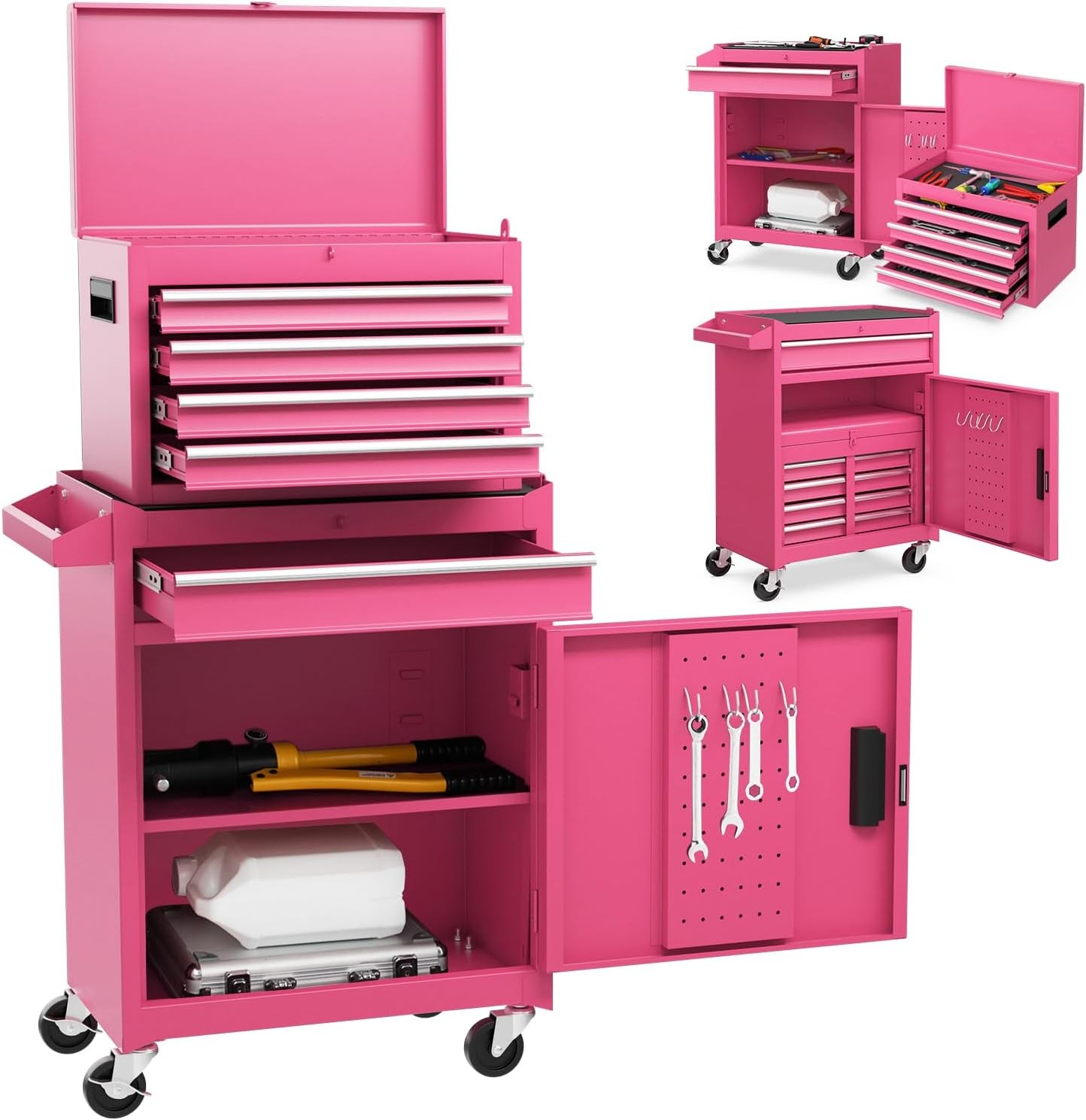 Tool Chest 6 Drawers Rolling Tool Cabinet W/ Detachable Top Toolbox Universal