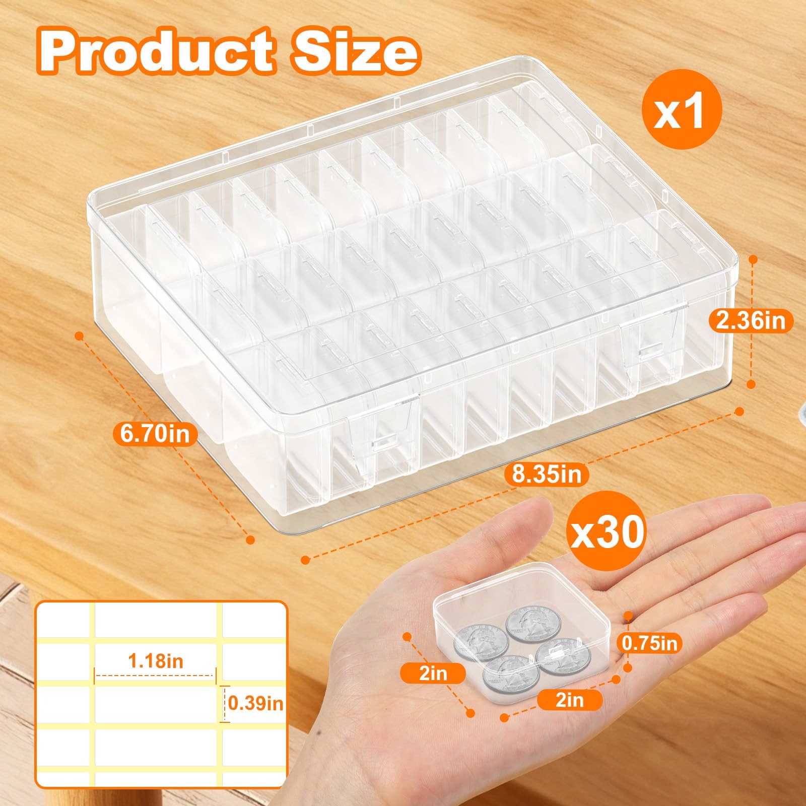 Bead Organizer Box, 30 Pcs Clear Plastic Storage 1 Pack 30 Pcs,